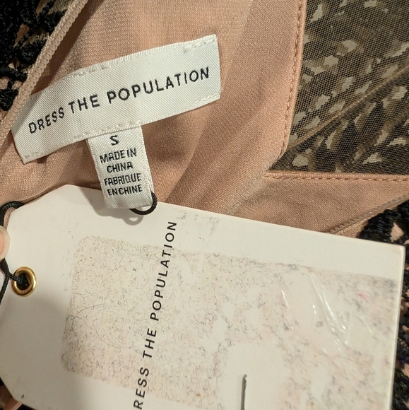 Dress the Population Shane Black Vine Lace Midi Dress Size Small - Picture 9 of 10